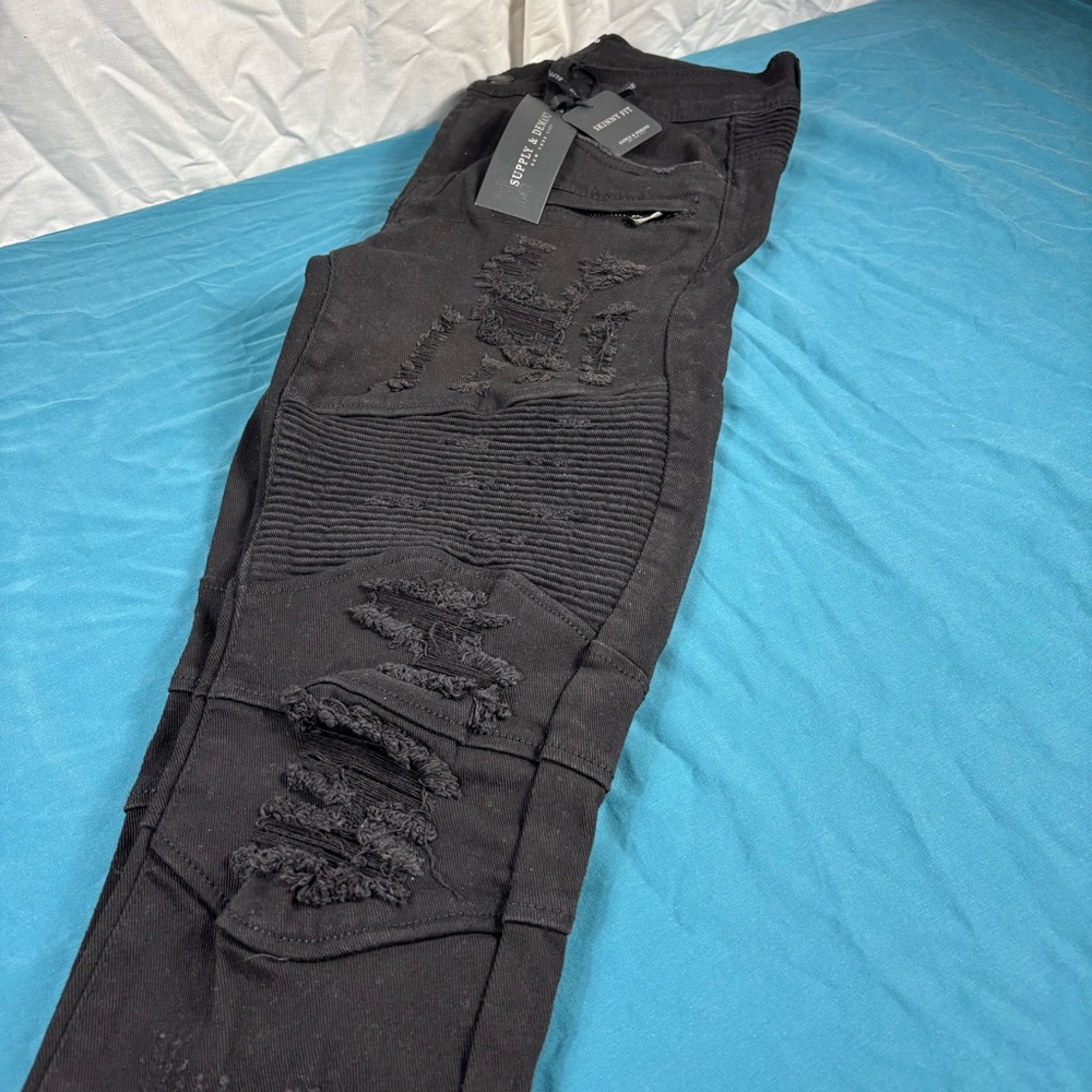 SUPPLY & DEMAND roughed up black jeans